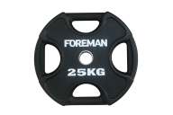 Олимпийский диск в уретане FOREMAN Plate X-Training 25 кг, четыре отверстия, серый чугун, черный
