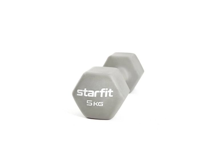 Гантель неопреновая Core 5 кг Star Fit DB-201 тепло-серый пастель 