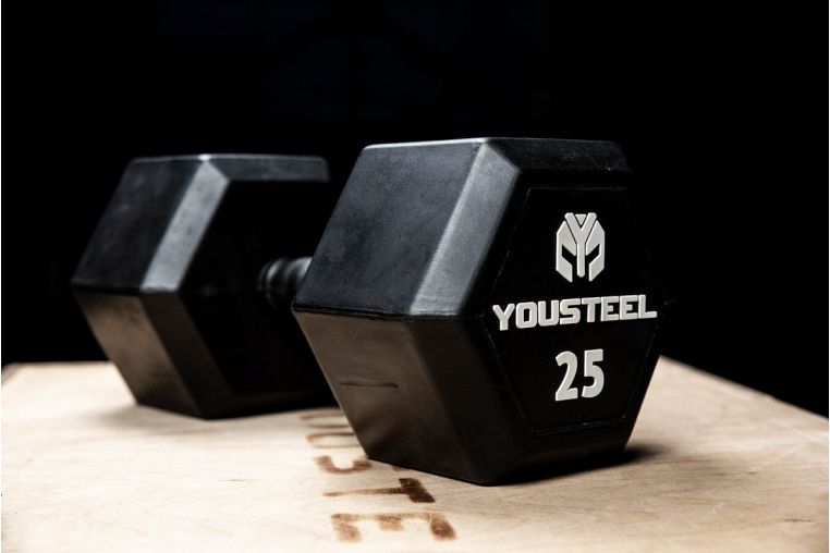 Гантель обрезиненная YouSteel HEX DB 40 кг 