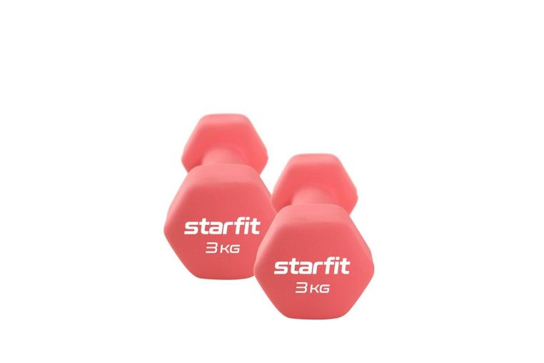 Гантель неопреновая Core 3 кг Star Fit DB-201 коралловый, пара 