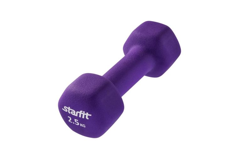 Гантель неопреновая Star Fit DB-201 2,5 кг, фиолетовый, 2 шт фото 3