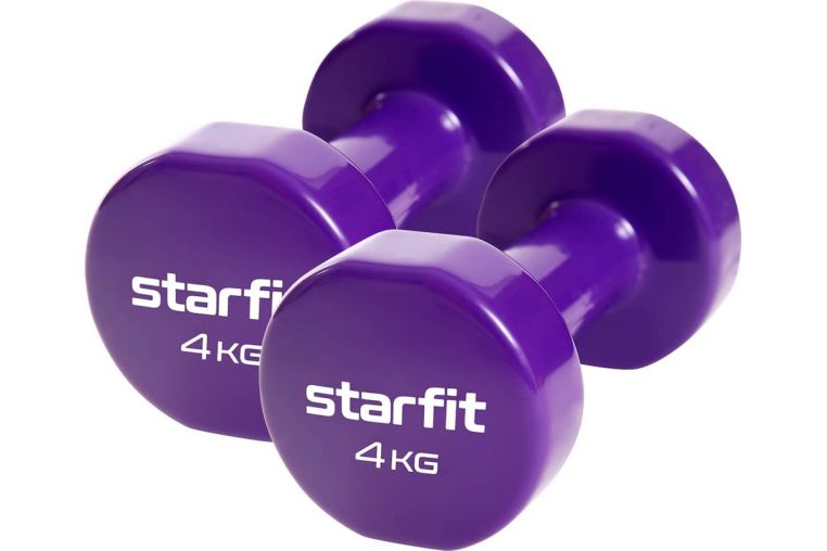 Гантель виниловая Core Star Fit DB-101 4 кг, фиолетовый, 2 шт 