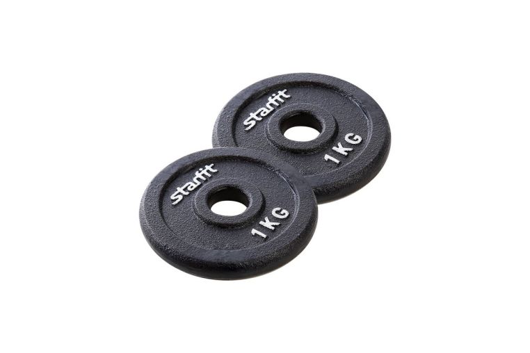 Диск чугунный 1 кг Star Fit d26 мм BB-204 черный, 2 шт 