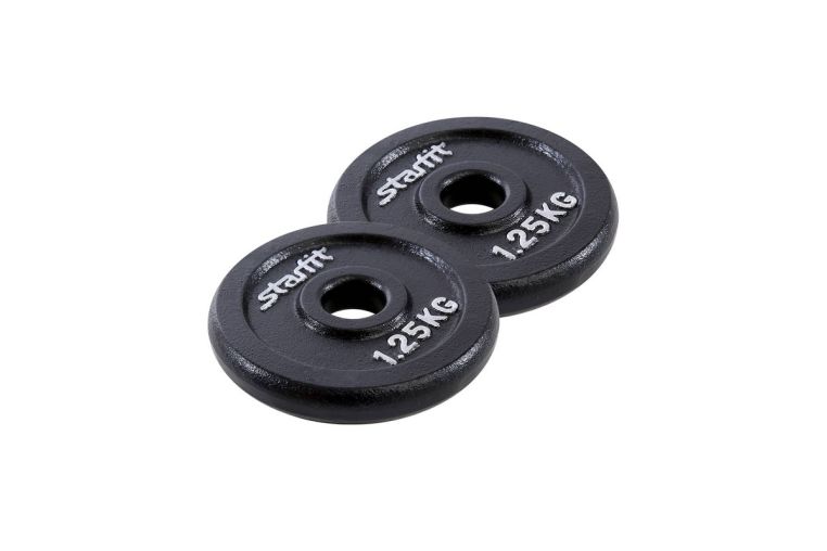 Диск чугунный 1,25 кг Star Fit d26 мм BB-204 черный, 2 шт 