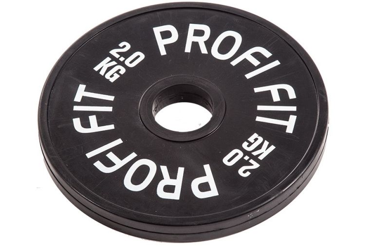 Диск для штанги Profi-Fit каучуковый, черный, d-51 2кг фото 2