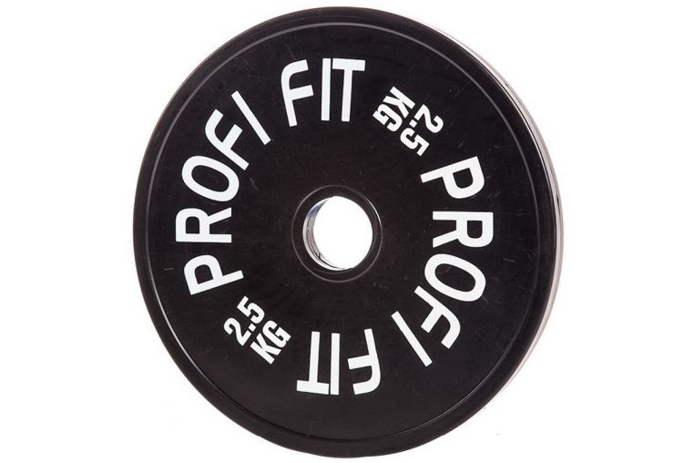 Диск для штанги Profi-Fit каучуковый, черный, d-51 2,5кг фото 3