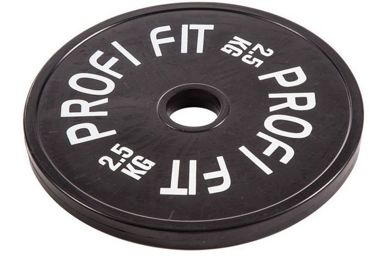 Диск для штанги Profi-Fit каучуковый, черный, d-51 2,5кг фото 4