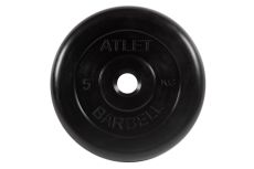 Диск обрезиненный d31мм MB Barbell Atlet 5кг черный MB-AtletB31-5