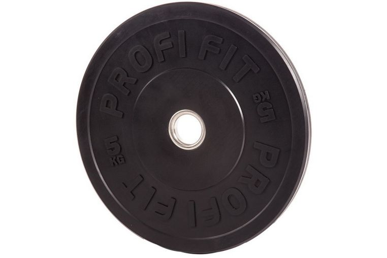 Диск для штанги Profi-Fit каучуковый, черный, d-51 5кг фото 1