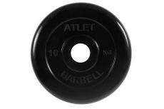 Диск обрезиненный d51мм MB Barbell Atlet 10кг черный MB-AtletB51-10