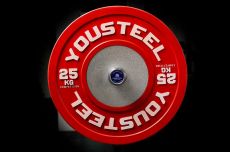 Диск 25кг каучуковый соревновательный YouSteel красный