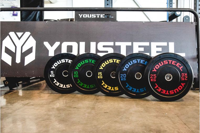 Диск каучуковый для штанги YouSteel тренировочный черный 25кг фото 2