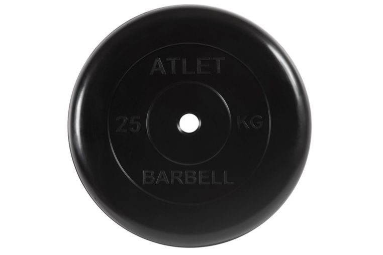 Диск обрезиненный d31мм MB Barbell Atlet 25кг черный MB-AtletB31-25 