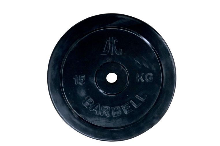 Диск обрезиненный d26мм DFC WP021-26-15 15кг, чёрный фото 4