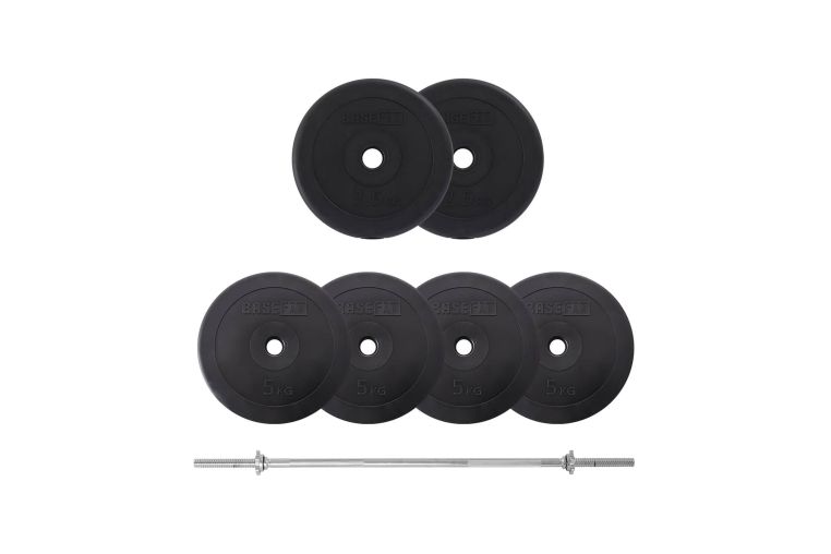 Штанга разборная 30 кг BaseFit стальной гриф, пластиковые диски BB-402 фото 1