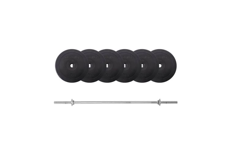 Штанга разборная 35 кг BaseFit стальной гриф, пластиковые диски BB-402 фото 1