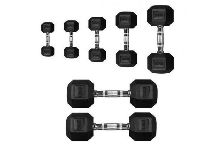 Гантель 30кг Perform Better Rubber Encased Hex Dumbbells PB\4137-30\BK-30-00 