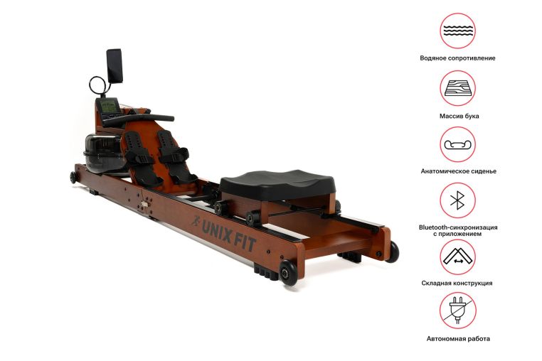 Гребной тренажер UnixFit Wood Rower Dark RM9000PDW фото 6