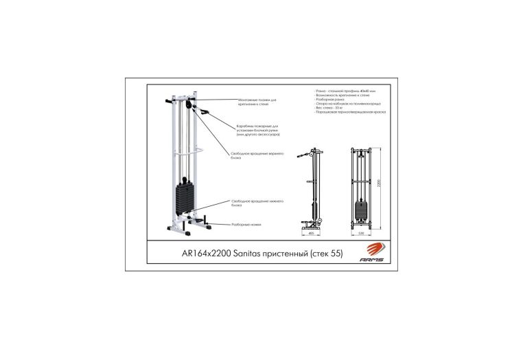 Тренажер ARMS Sanitas пристенный (стек 55) AR164х2200 фото 1