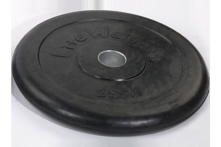 Диск обрезиненный 25 кг Lite Weights d51mm, с металлической втулкой RJ1050 черный 