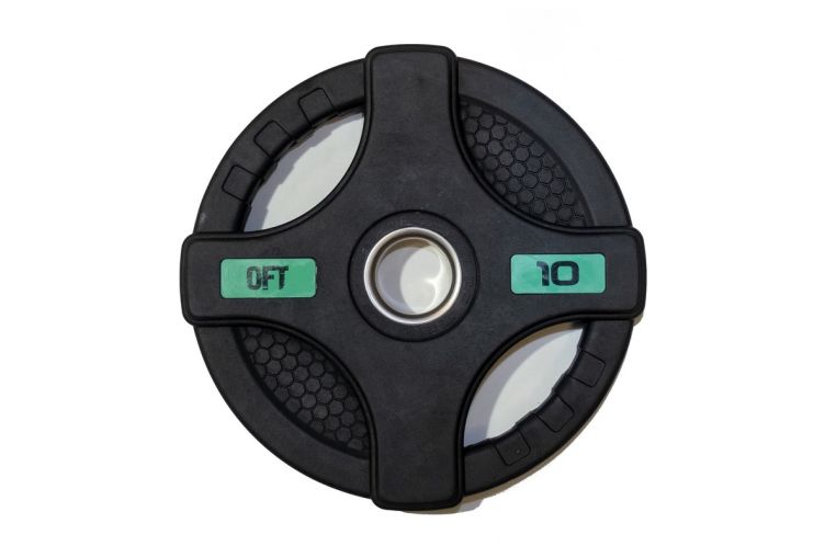 Диск олимпийский обрезиненный Original Fit.Tools с двумя хватами 10 кг FT-2HGP-10 черный 