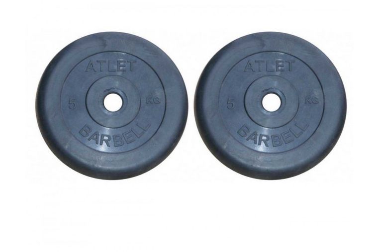 Диски обрезиненные d26 2x5кг MB Barbell Atlet MB-AtletB26-5 черный 