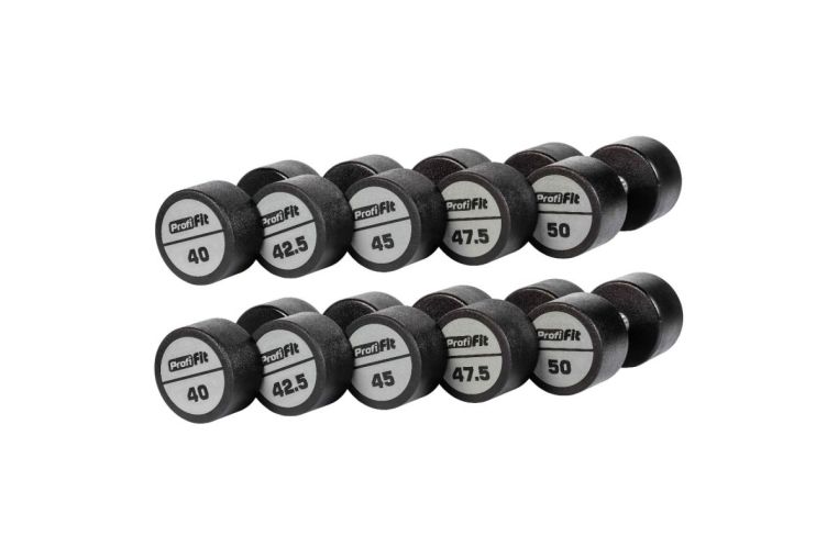 Гантельный ряд полиуретановый LEVEL (шаг 2,5кг, 5 пар) 40-50кг Profi-Fit 