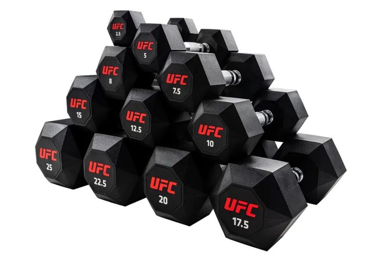 Комплект обрезиненных октагональных гантелей 10 пар от 2,5 до 25кг UFC Octagon Dumbbell UHA-75538-84 