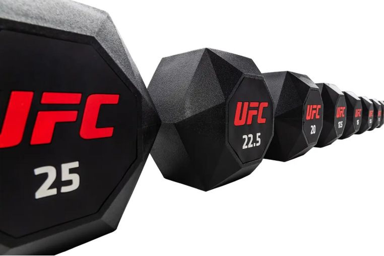 Комплект обрезиненных октагональных гантелей 10 пар от 2,5 до 25кг UFC Octagon Dumbbell UHA-75538-84 фото 3